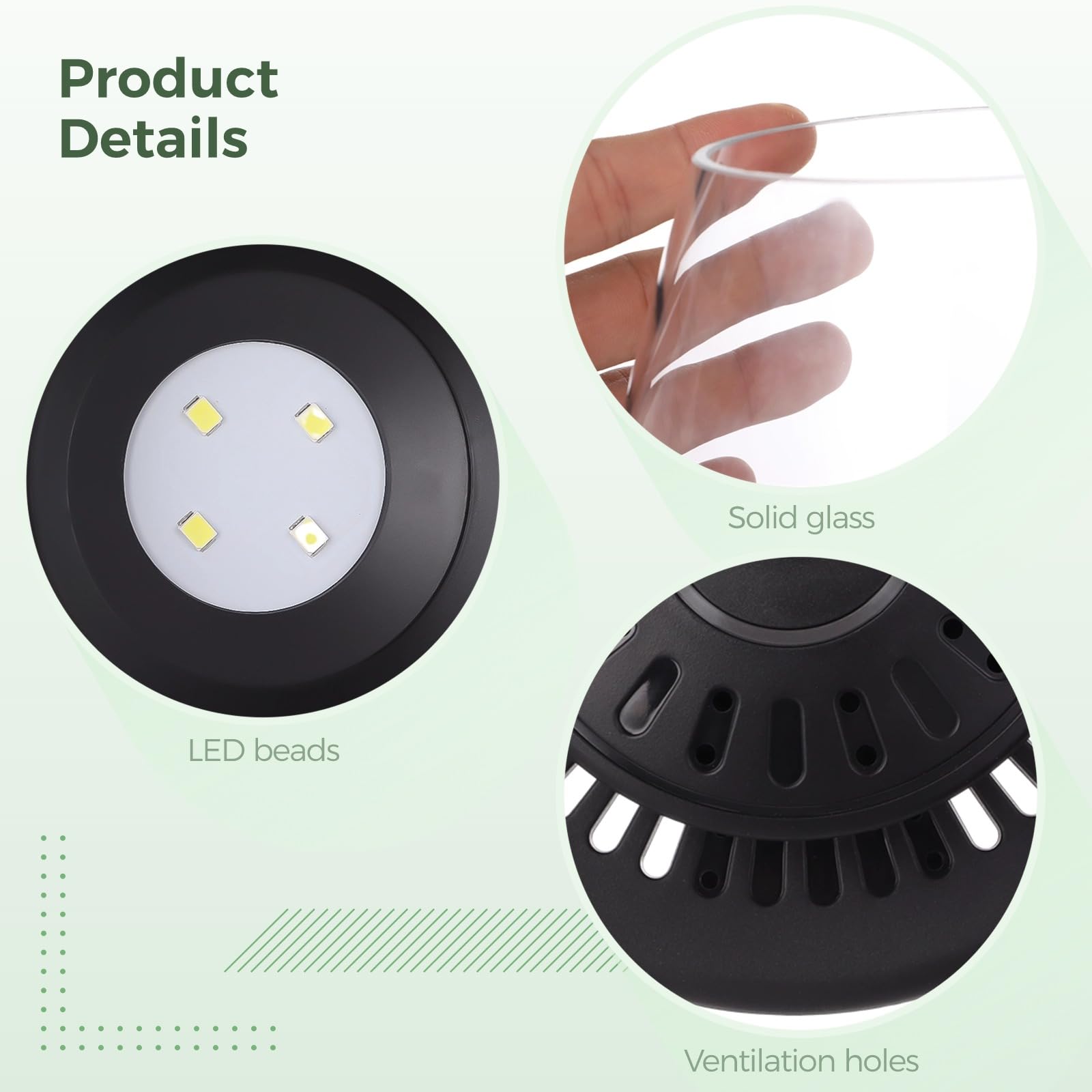 Tideme LED grow light detail demonstrating smart lighting benefit for plant growth