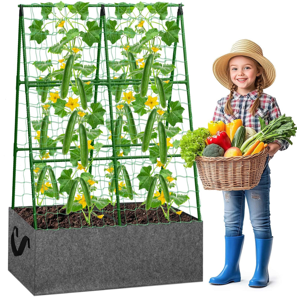 Tidponra trellis front view showing sturdy frame and net benefiting plant support