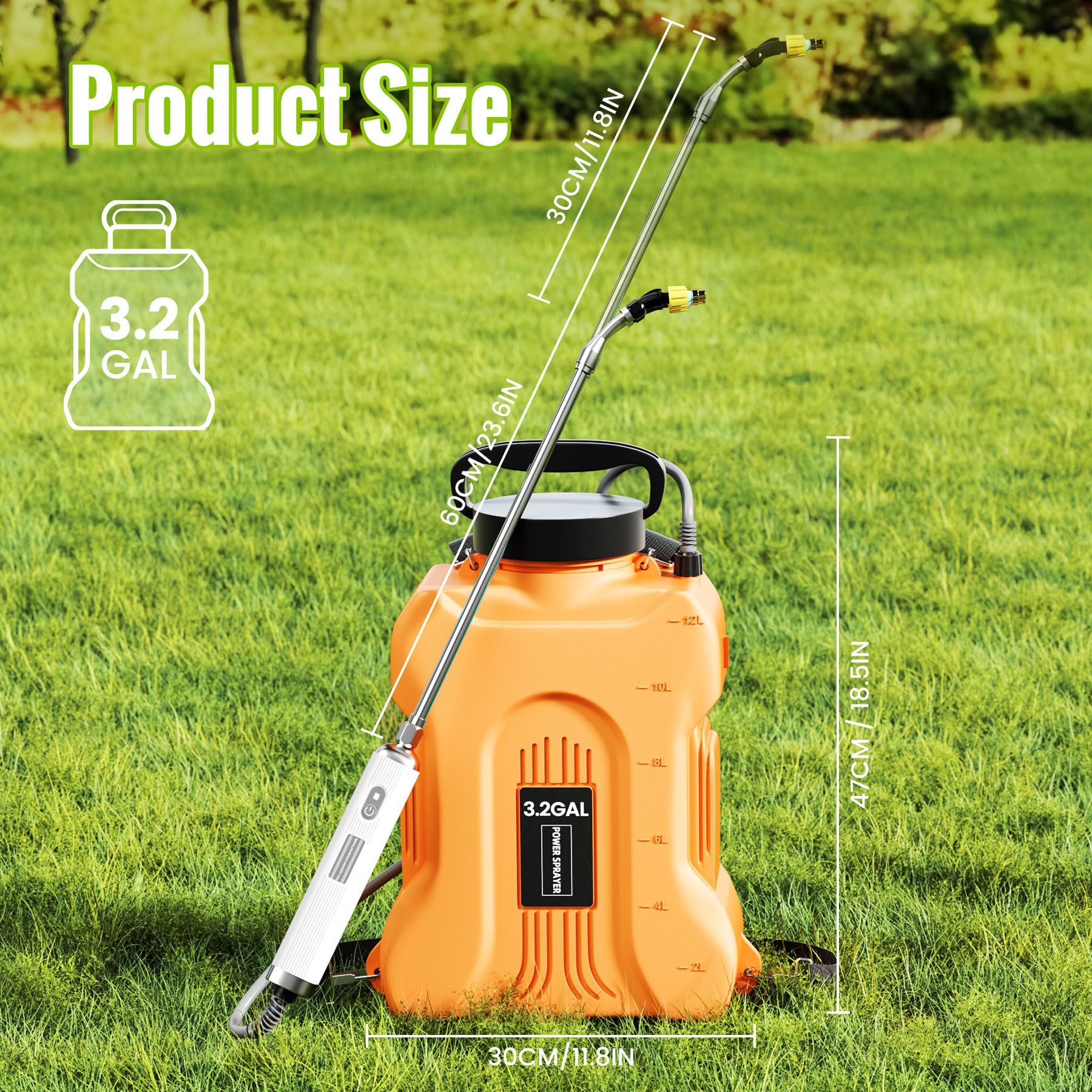 TIDY PALM sprayer next to shoe showing compact size and light weight