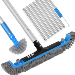 TidyMister front view of 20-inch brush and pole showing full cleaning kit benefit