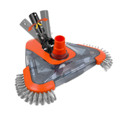 TidyMister front view vacuum head showing triangular shape and precise coverage