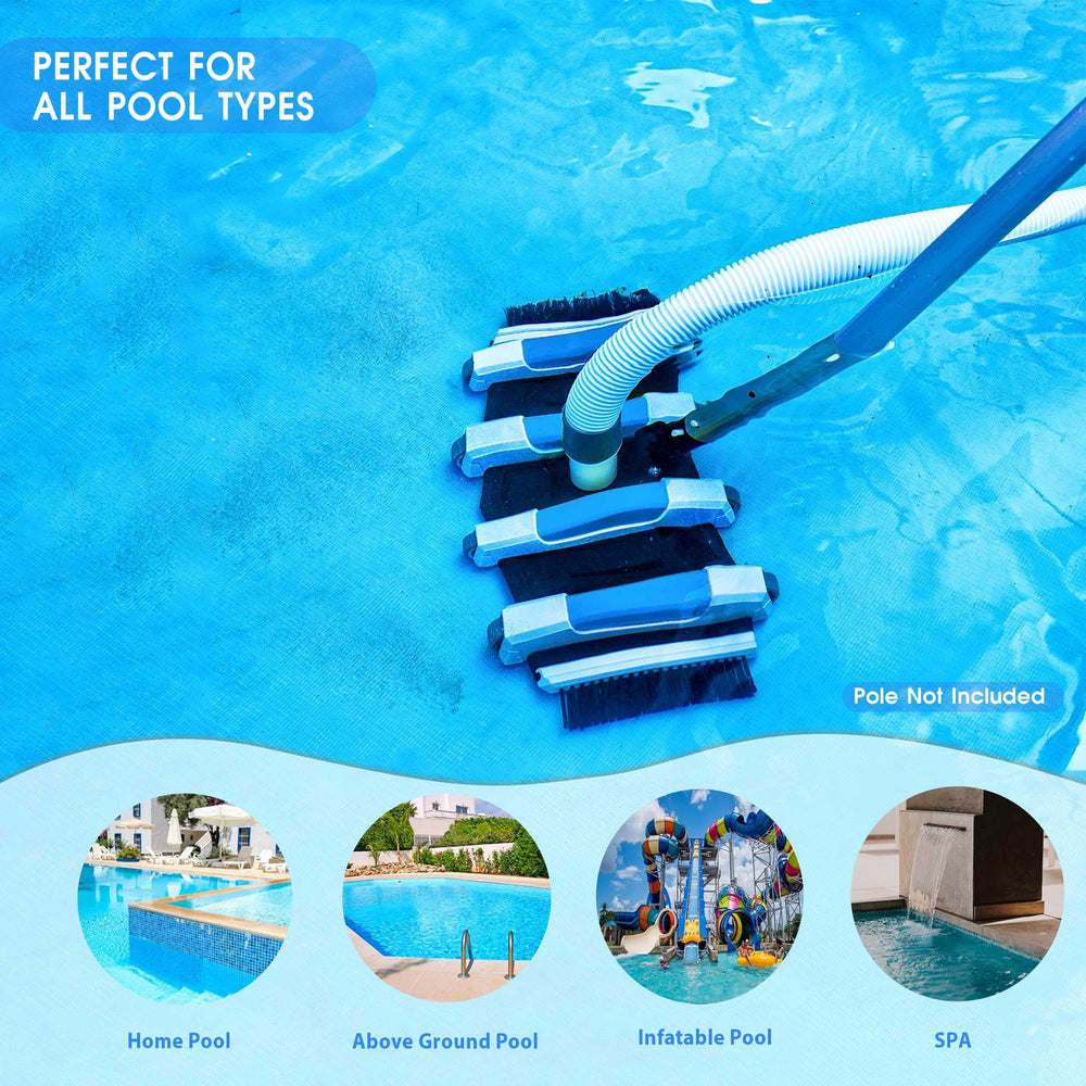 TidyMister vacuum head in pool removing leaves and settled grit