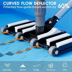 TidyMister underside showing omni-directional flow channels that funnel debris centrally for efficiency