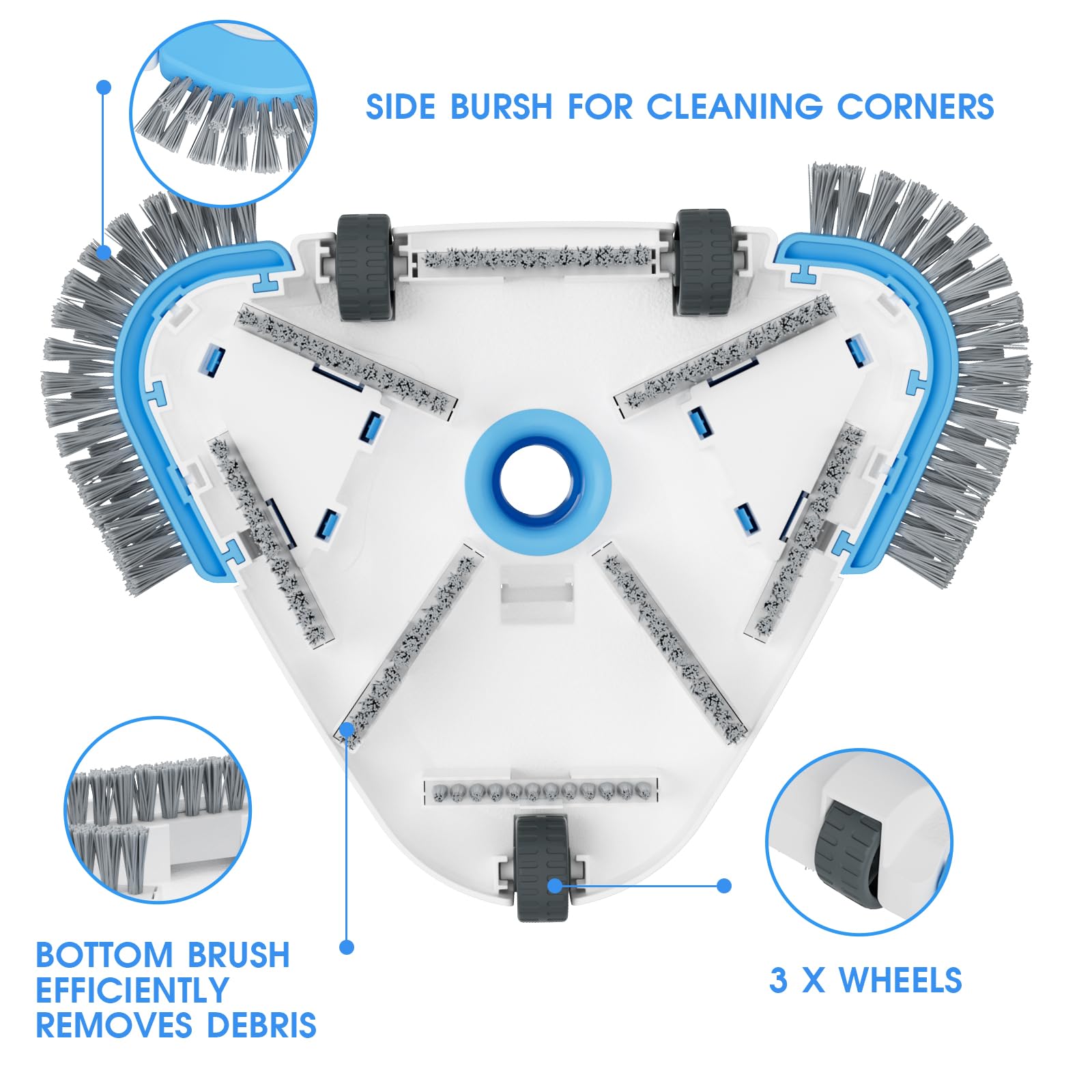 TidyMister vacuum head beside pole showing compatible size and scale