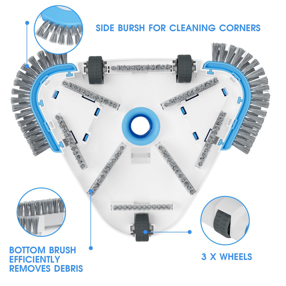 TidyMister vacuum head beside pole showing compatible size and scale