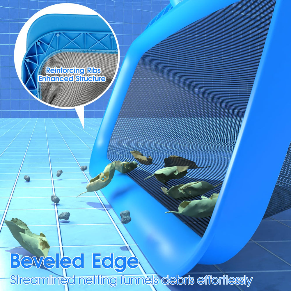 TidyMister vacuum head cleaning pool floor showing debris pickup efficiency
