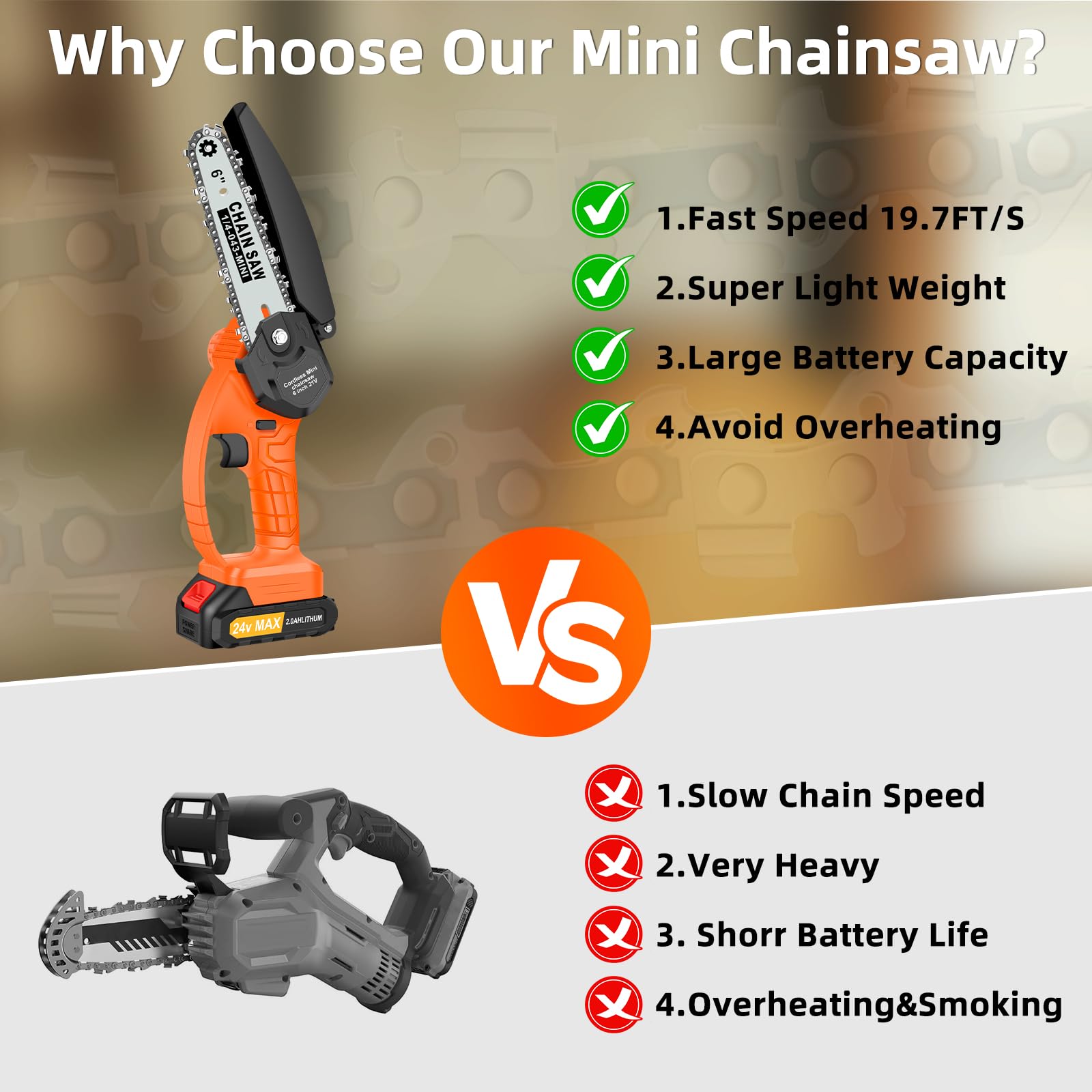 TidyneSS ergonomic handle and dual safety switch for safer operation