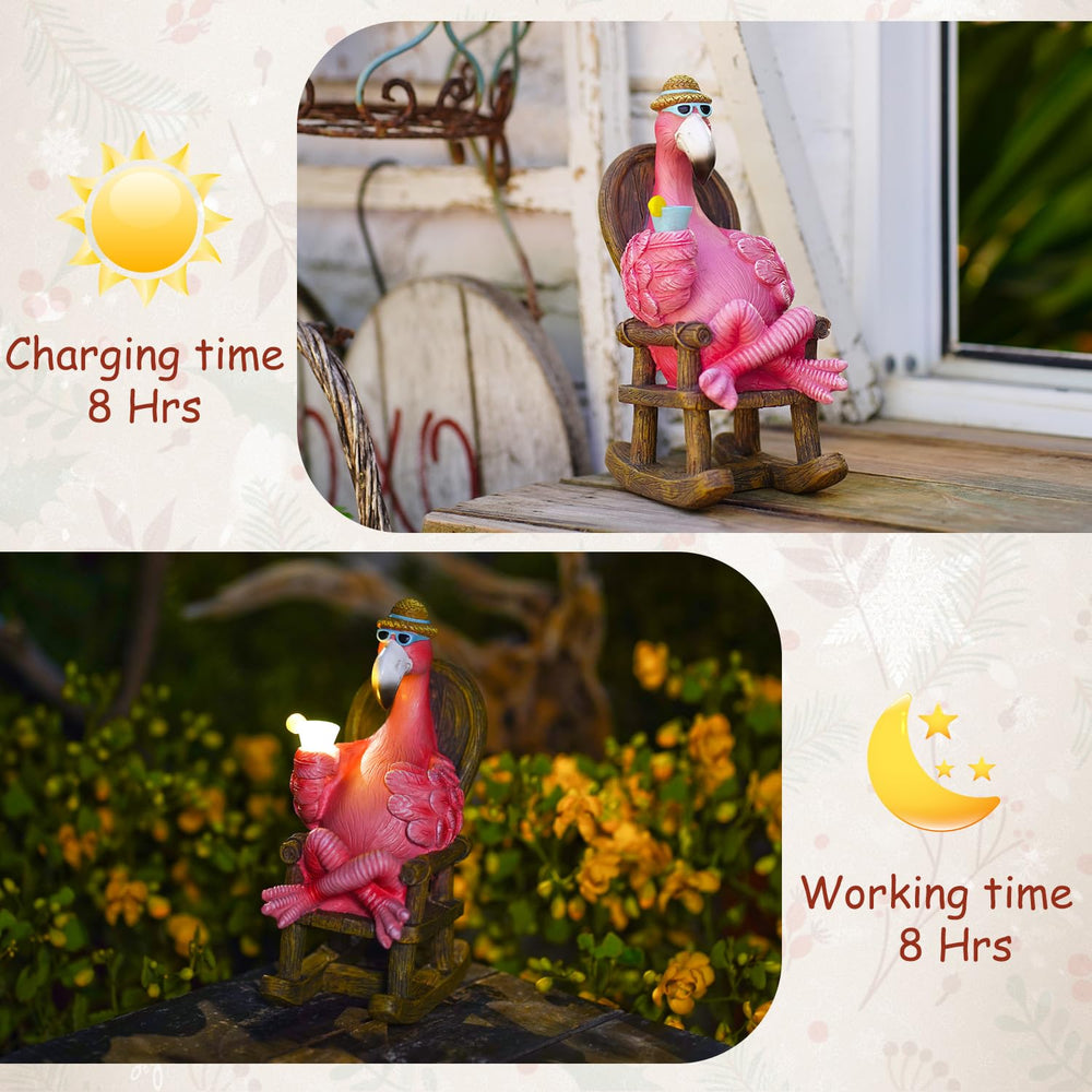 Tiejiajiang flamingo on a porch table highlighting compact size and decor use