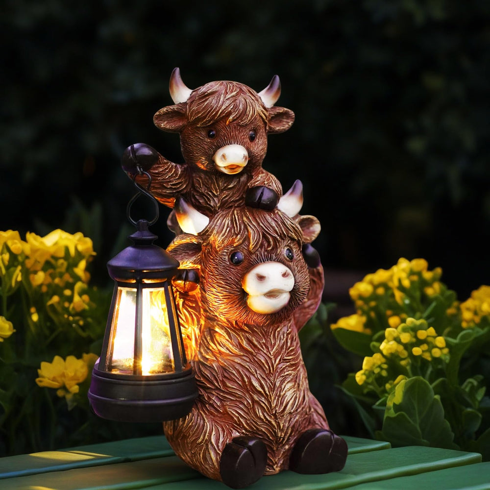 Tiejiajiang front view of resin Highland cow for charming garden focal point