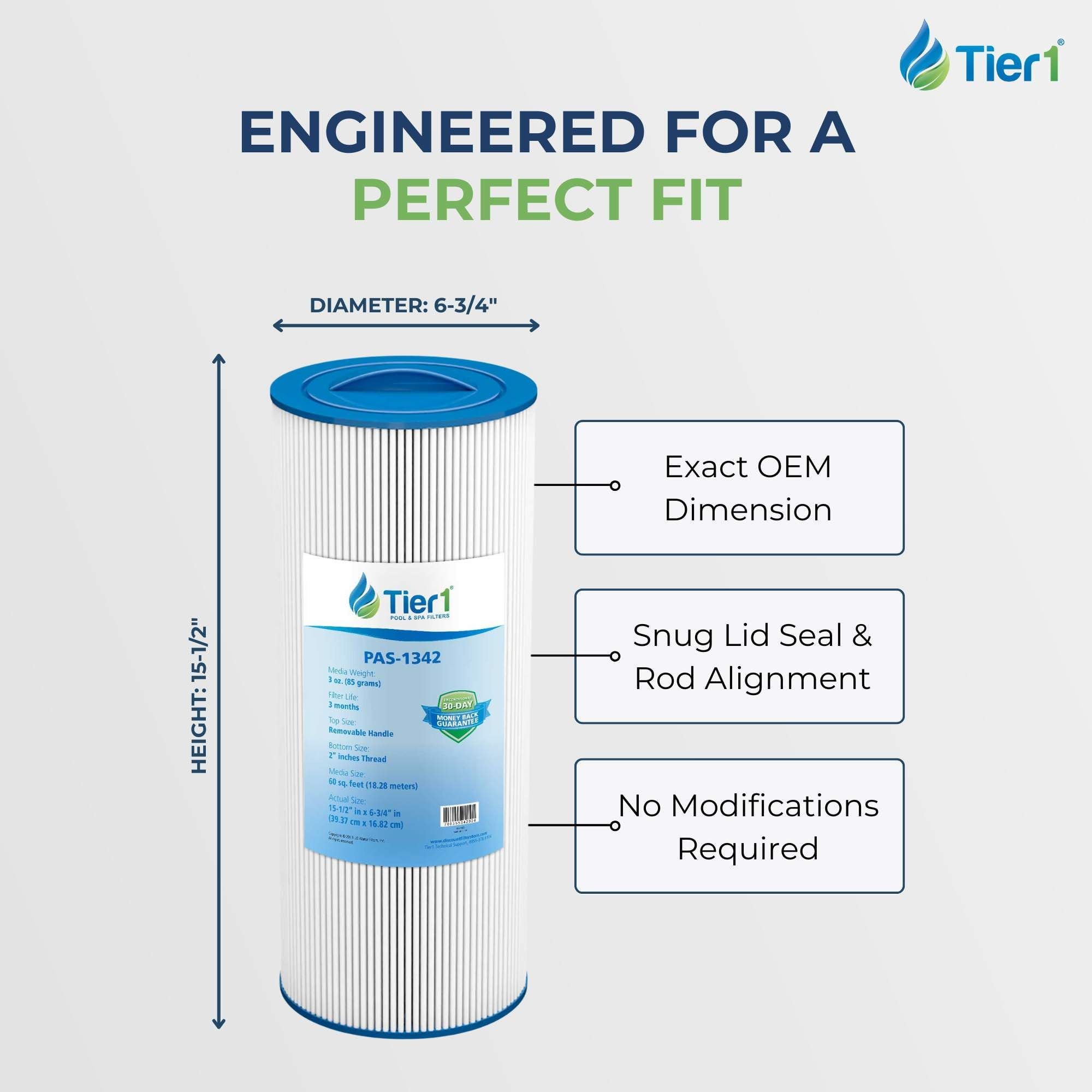 Tier1 filter beside ruler showing exact 15.5x6.75 inch dimensions benefit