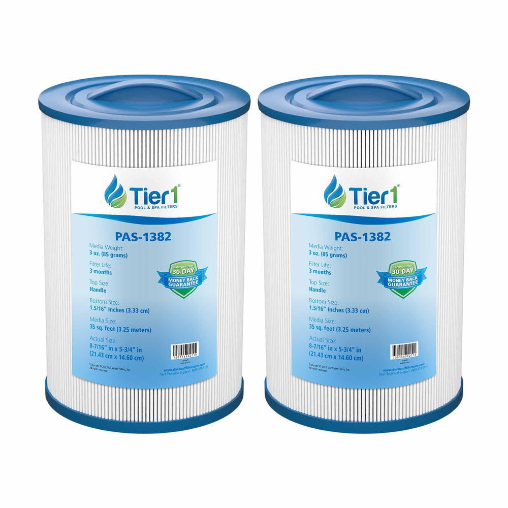 Tier1 front view of 2-pack replacement filter showing packaging and fit benefit