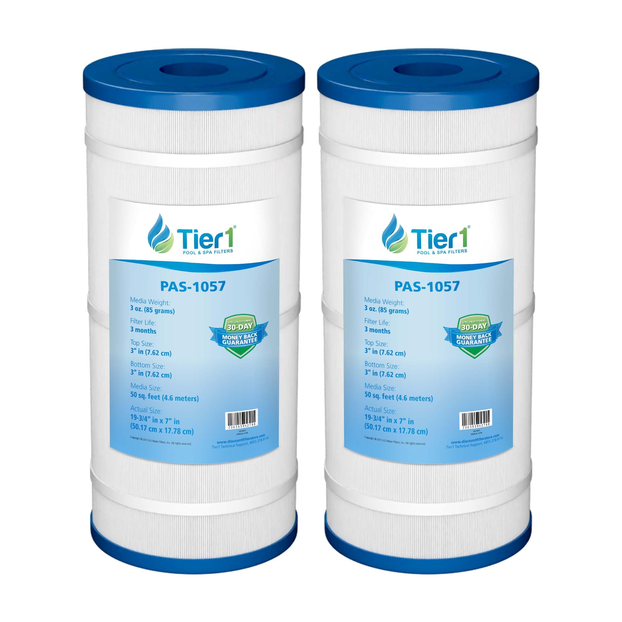 Tier1 front view of two-pack replacement cartridges showing label and fit benefit