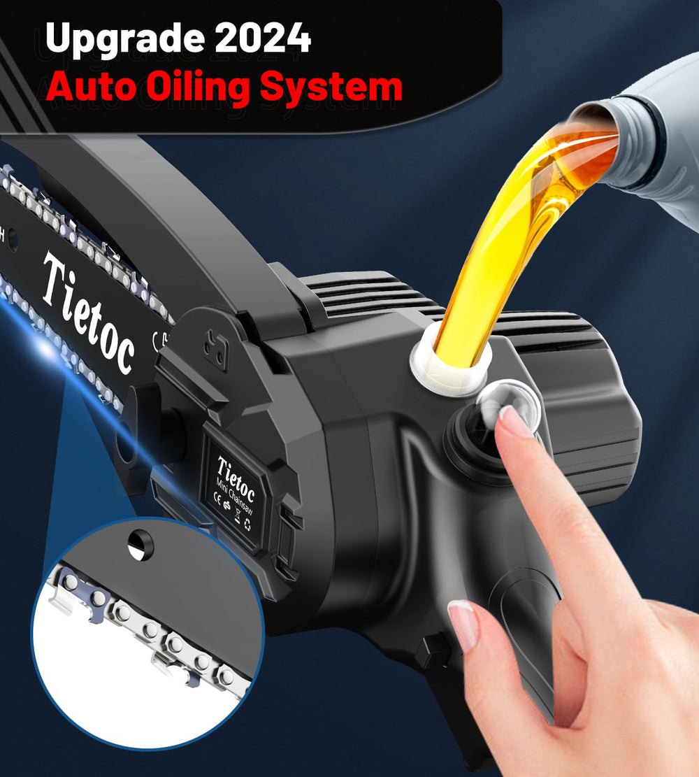 tietoc automatic oil reservoir close-up for continuous chain lubrication