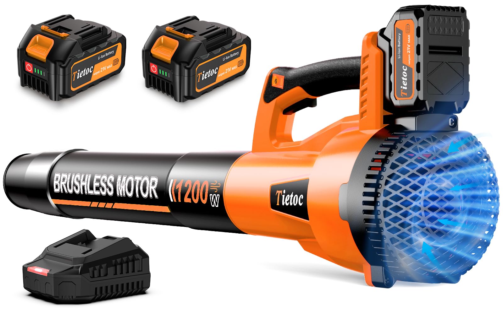tietoc front view blower showing compact portable design and easy storage benefit