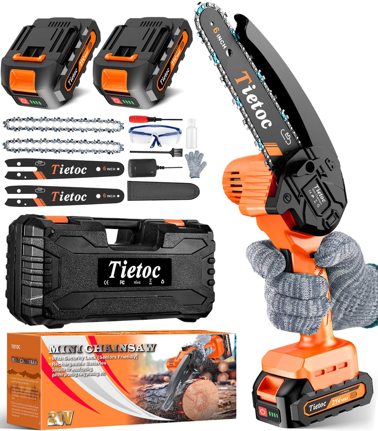 tietoc mini chainsaw front view showing compact design and easy handling benefit