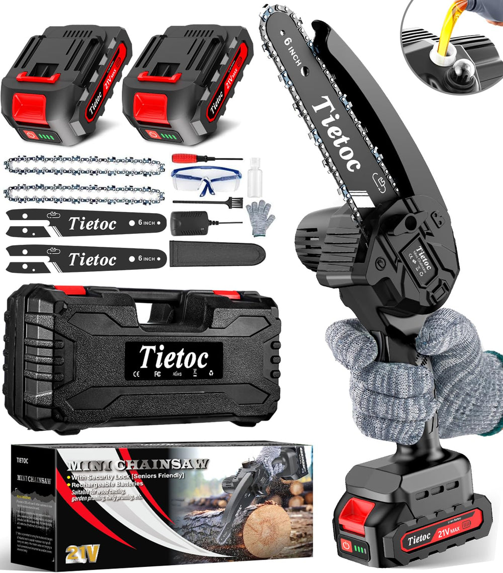 tietoc mini chainsaw front view showing compact design and portability