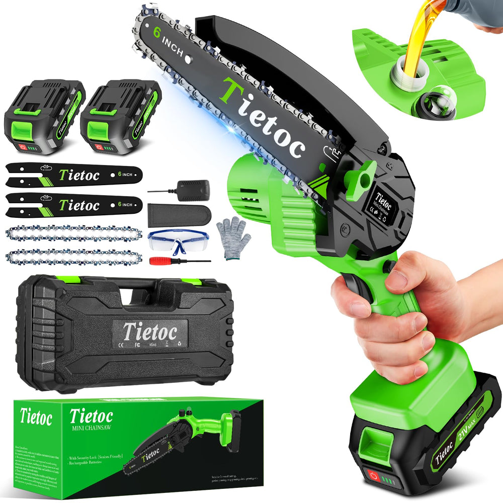 tietoc front view of mini chainsaw showing compact design and easy handling benefit