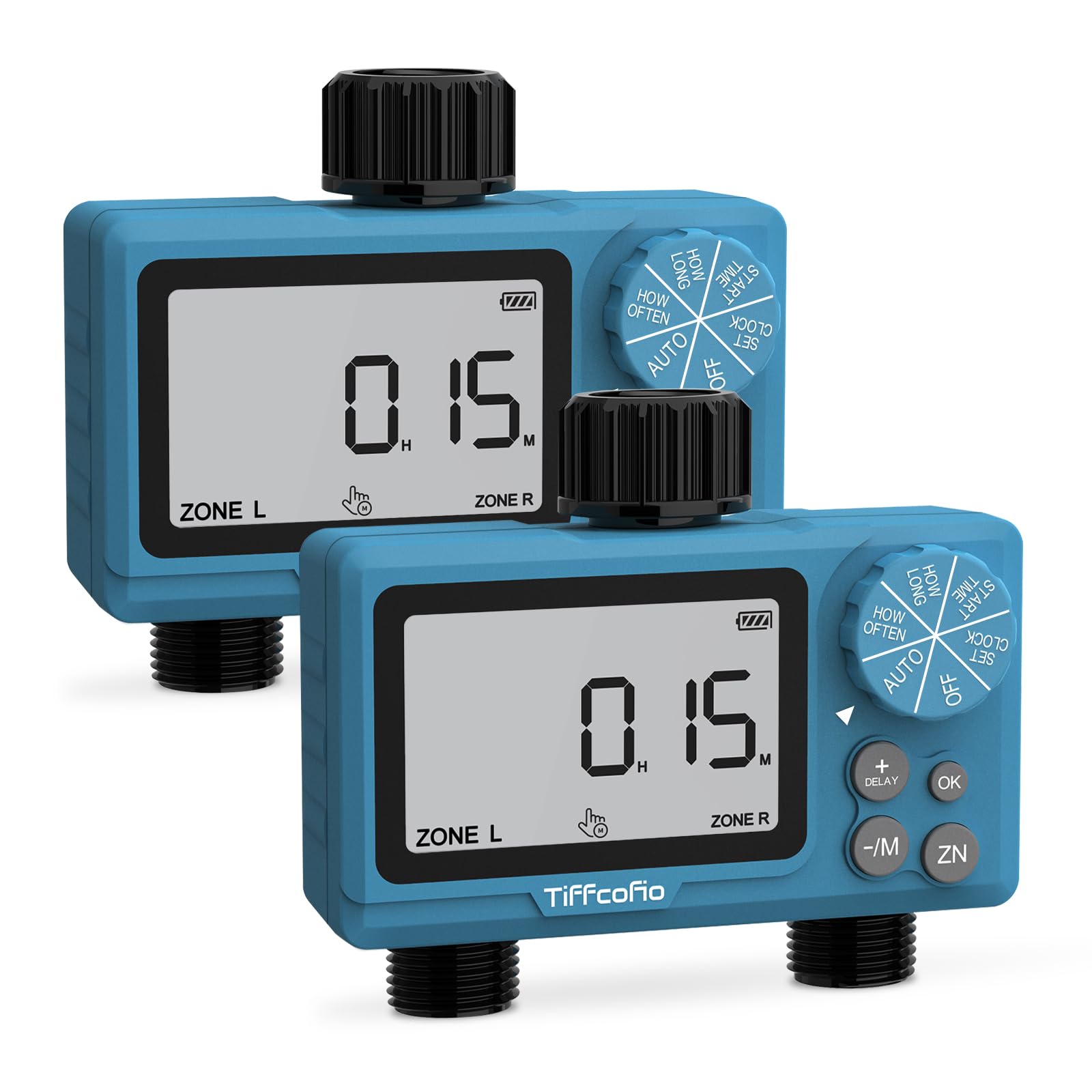 TiFFCOFiO front view showing dual outlets and clear labeling for quick setup