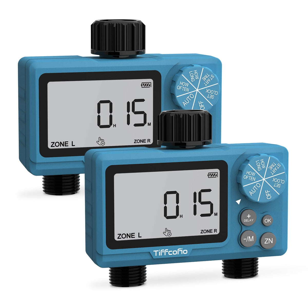 TiFFCOFiO front view showing dual outlets and clear labeling for quick setup