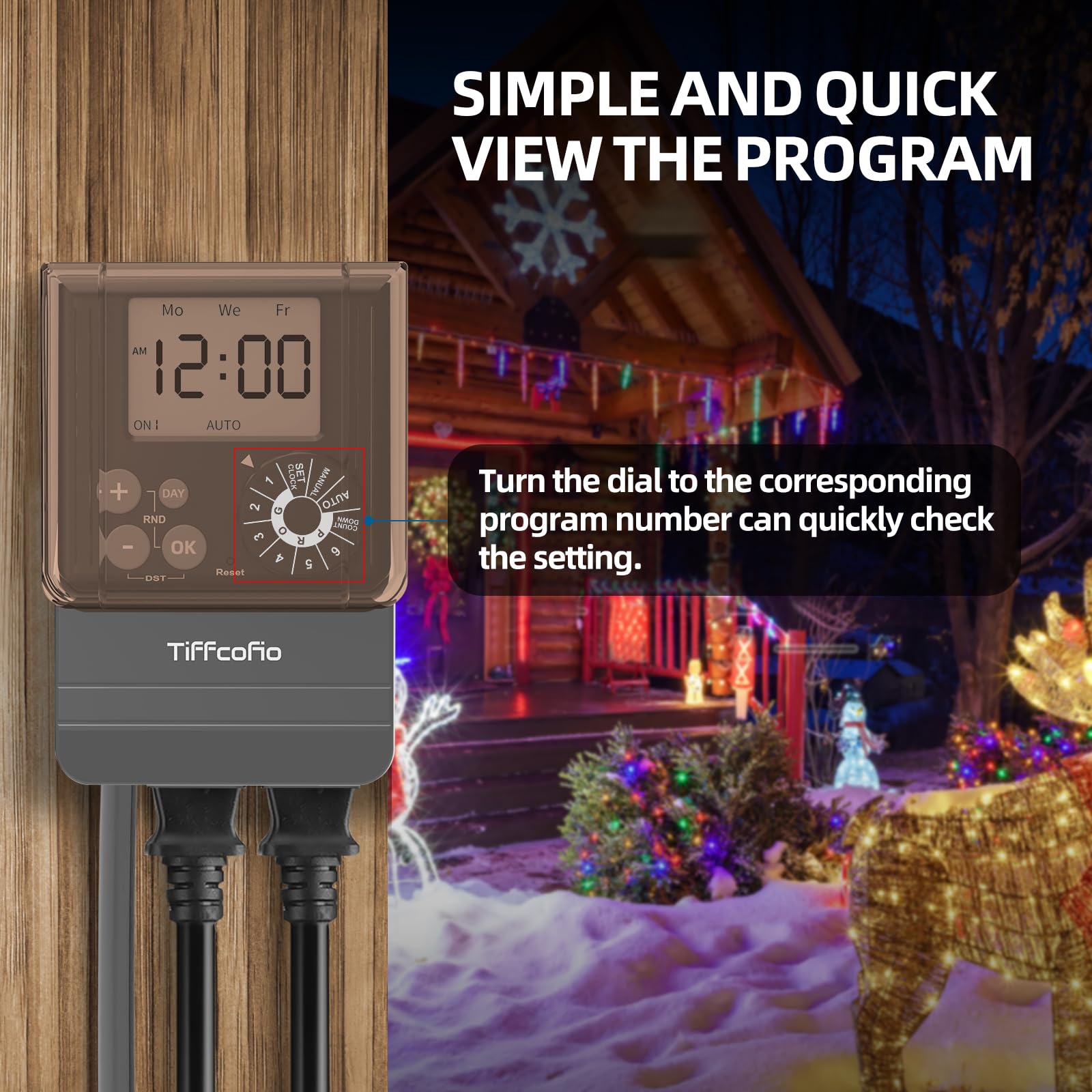 Tiffcofio timer installed beside a pool to control lights and pump reliably outdoors