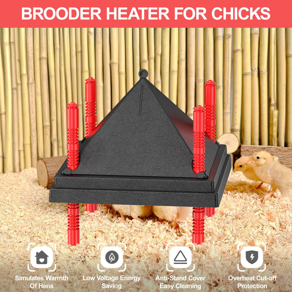 Tiflev brooder heating plate in a hatchery setup providing focused radiant warmth