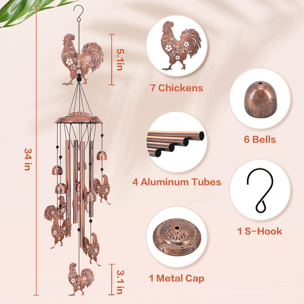 TIGGSY wind chime beside a hand to show size and lightweight build, easy to hang