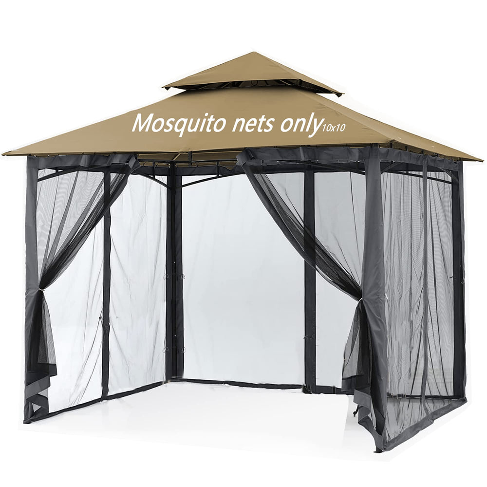 Tiimmgaal front view showing full 10x10 mosquito netting protecting gazebo, keeps bugs out