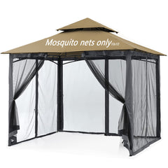 Tiimmgaal front view showing full 10x10 mosquito netting protecting gazebo, keeps bugs out