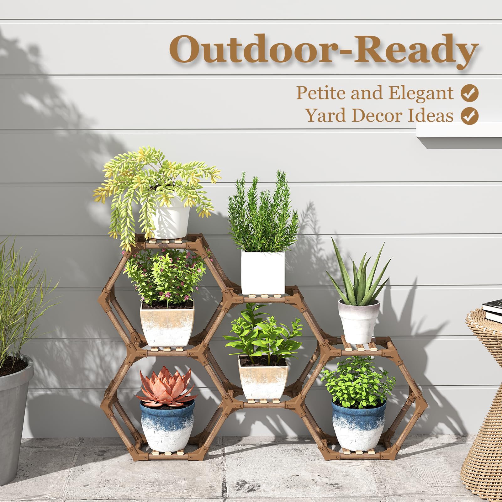 Tikea plant stand placed in a corner living room providing space-saving display