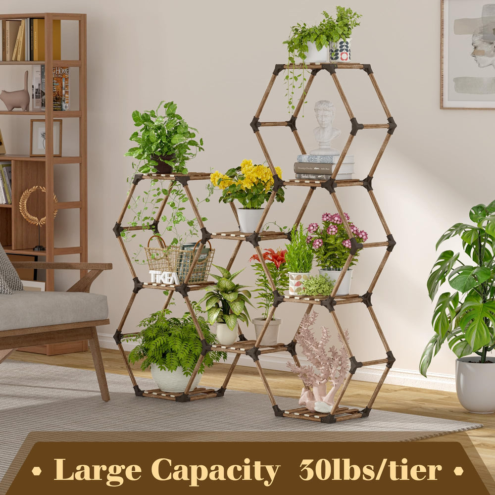 Tikea shelf loaded with potted plants demonstrating large-capacity display benefit