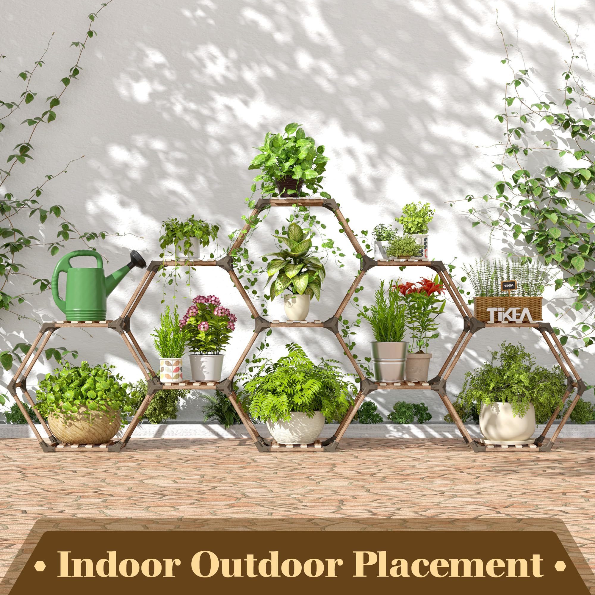 Tikea stand in living room styled with plants offering decorative display benefit