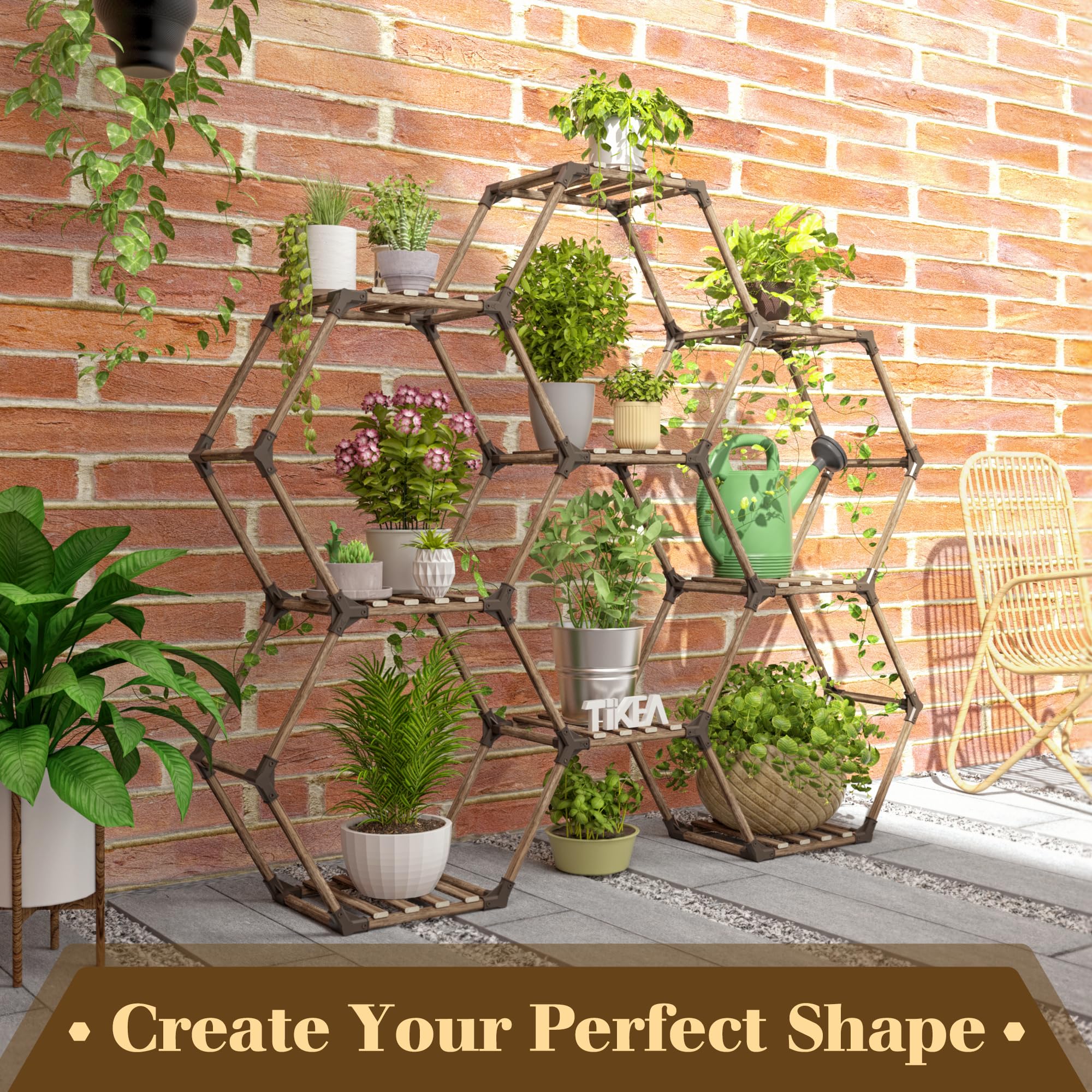 Tikea on balcony with potted plants showing decorative outdoor use