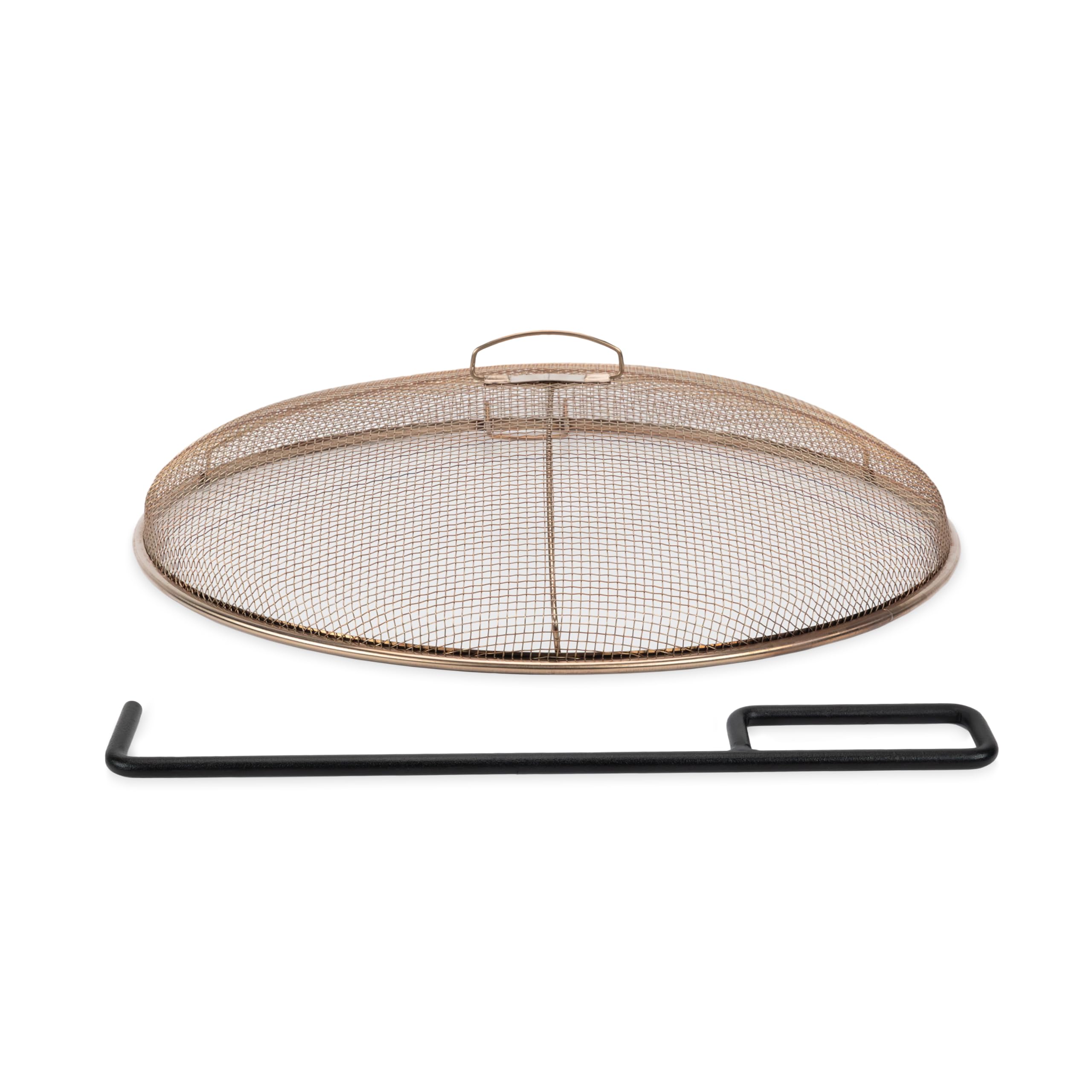 TIKI front view of 18-inch fire pit screen showing full coverage and spark protection
