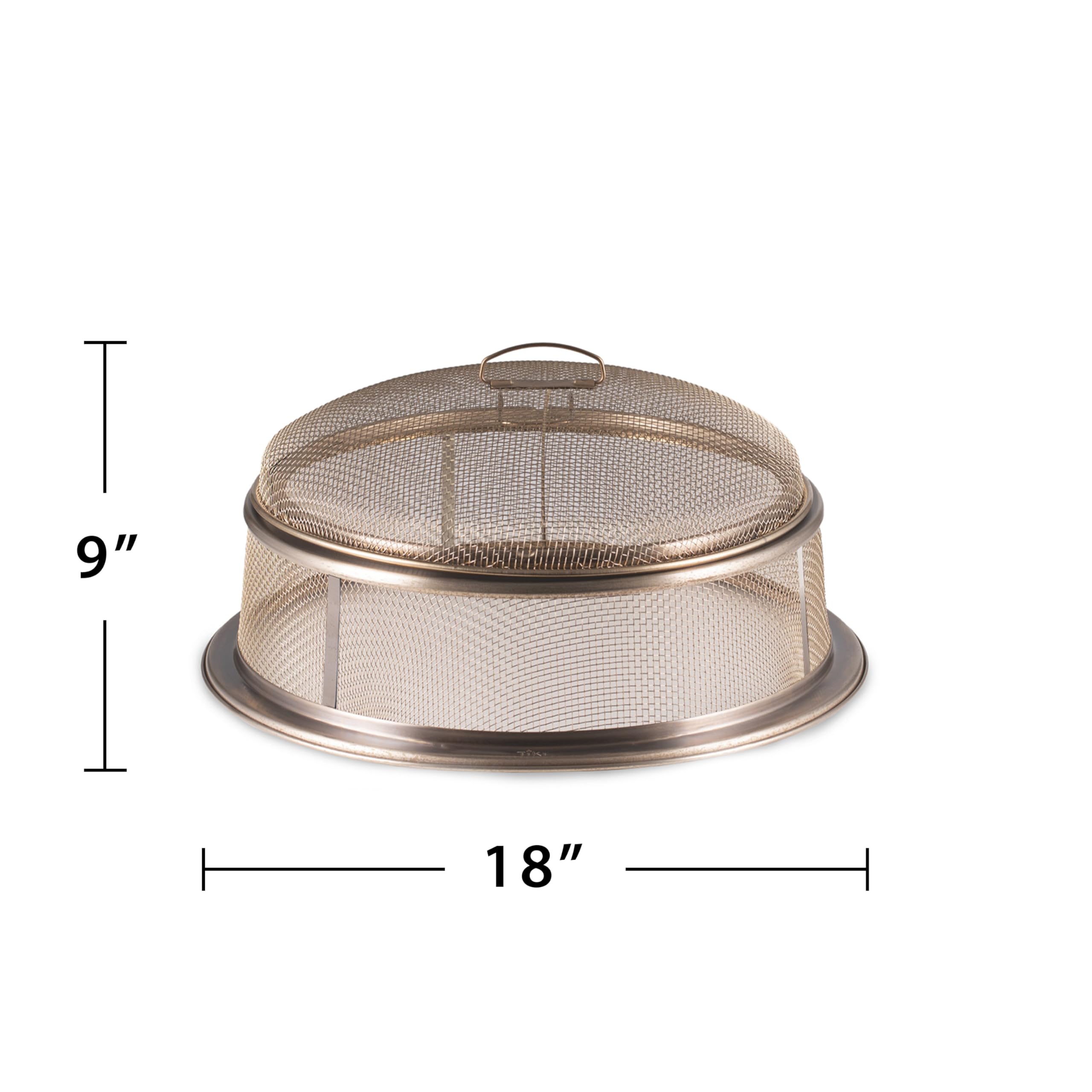 TIKI screen hung on fire pit rim demonstrating easy access and control