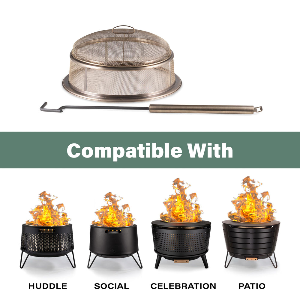 TIKI set in-use at night demonstrating safer, contained backyard fire