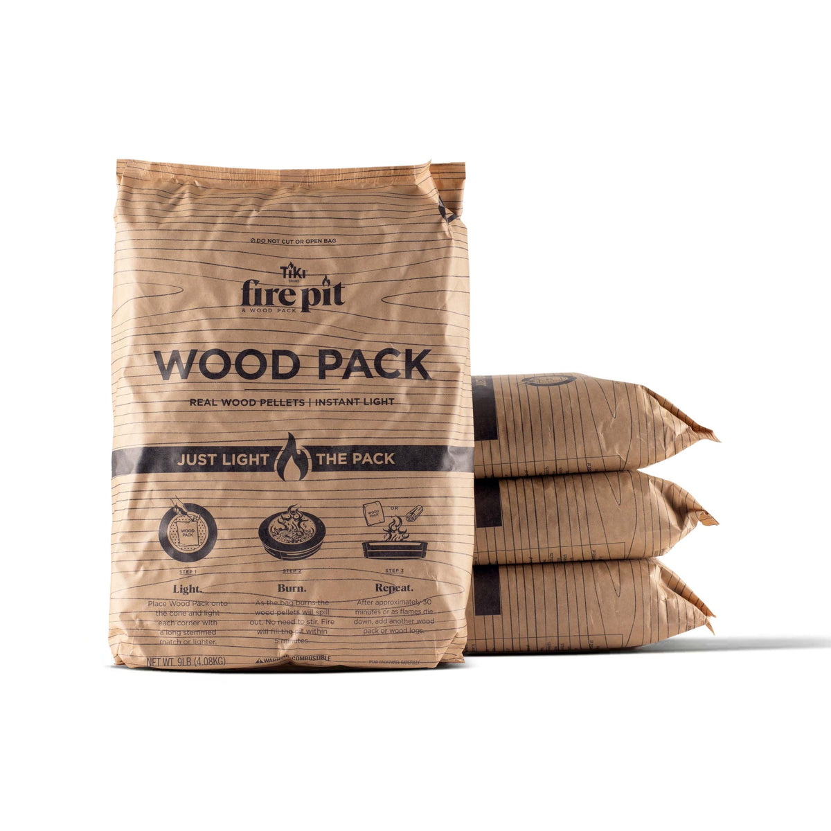 TIKI front view of four-pack packaging showing compact fuel convenience