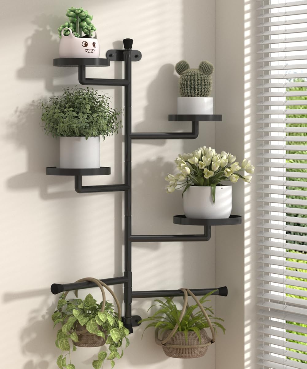 Tikimilor front view mounted shelf showing four rotating tiers and compact display benefit