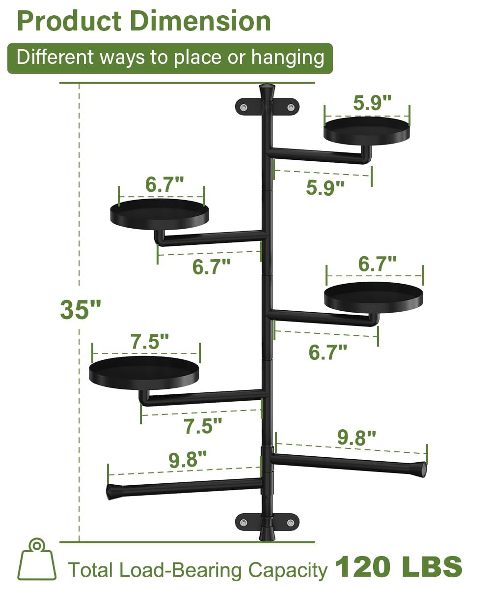 Tikimilor hanging basket arms in use displaying trailing plants and space-saving benefit