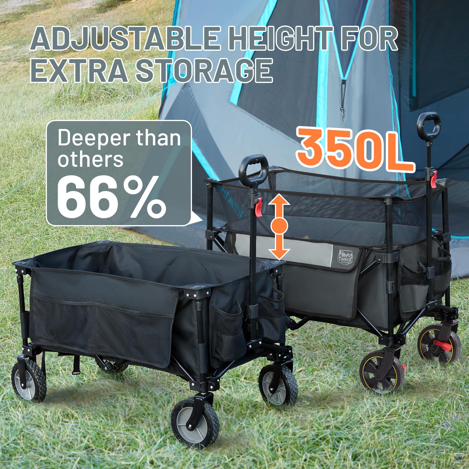 TIMBER RIDGE adjustable handle close-up for comfortable pulling benefit