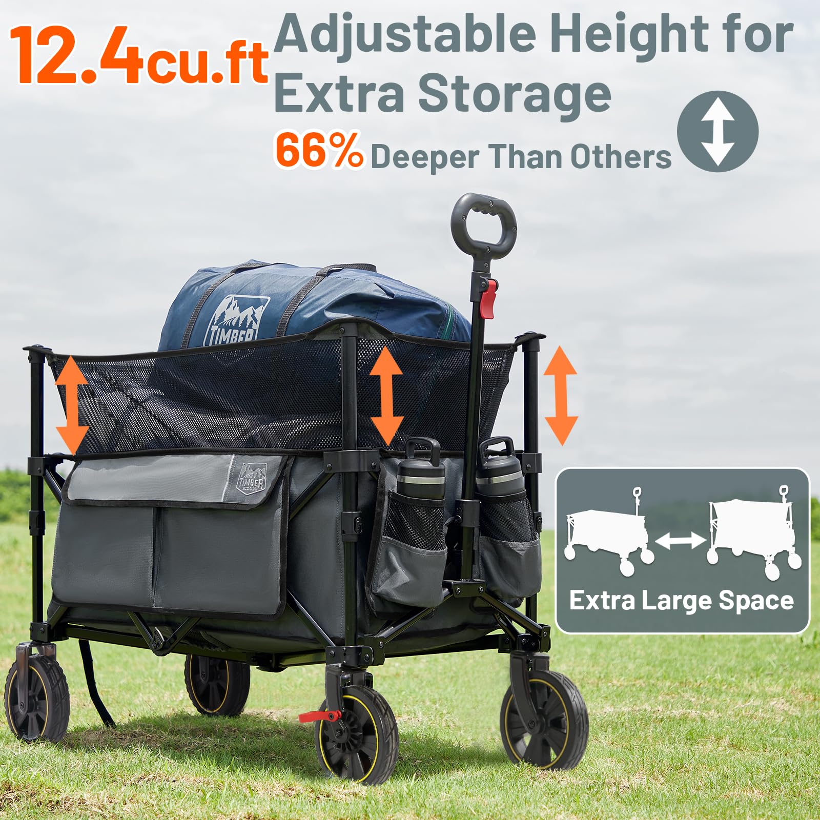 TIMBER RIDGE hauling garden supplies showing durable outdoor utility benefit