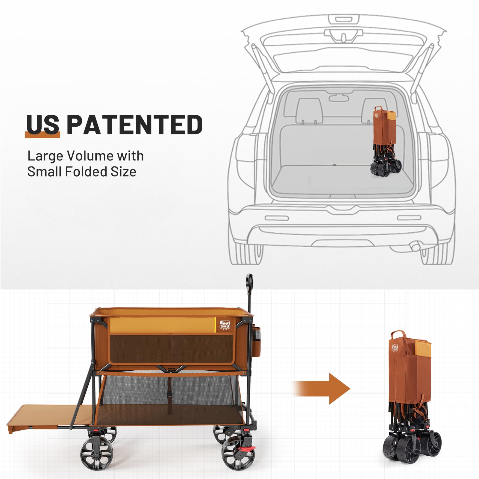 TIMBER RIDGE wheels rolling on grass demonstrating smooth all-terrain travel