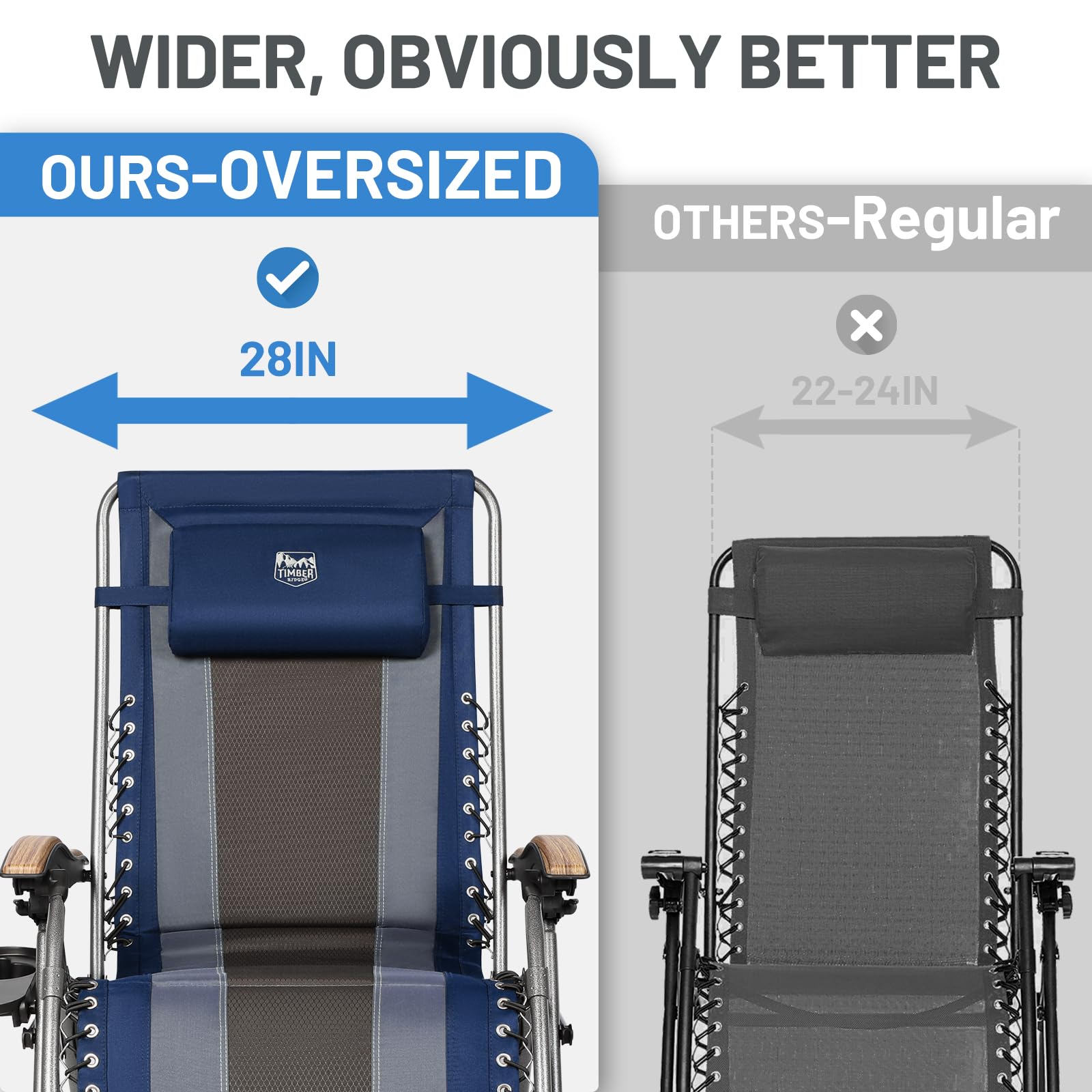 TIMBER RIDGE adjustable headrest detail, shows customizable neck support