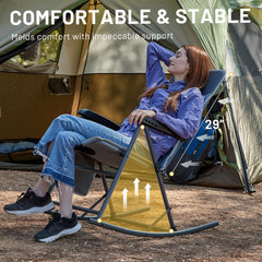 TIMBER RIDGE hard armrest and recline lever detail for easy standing and adjustment