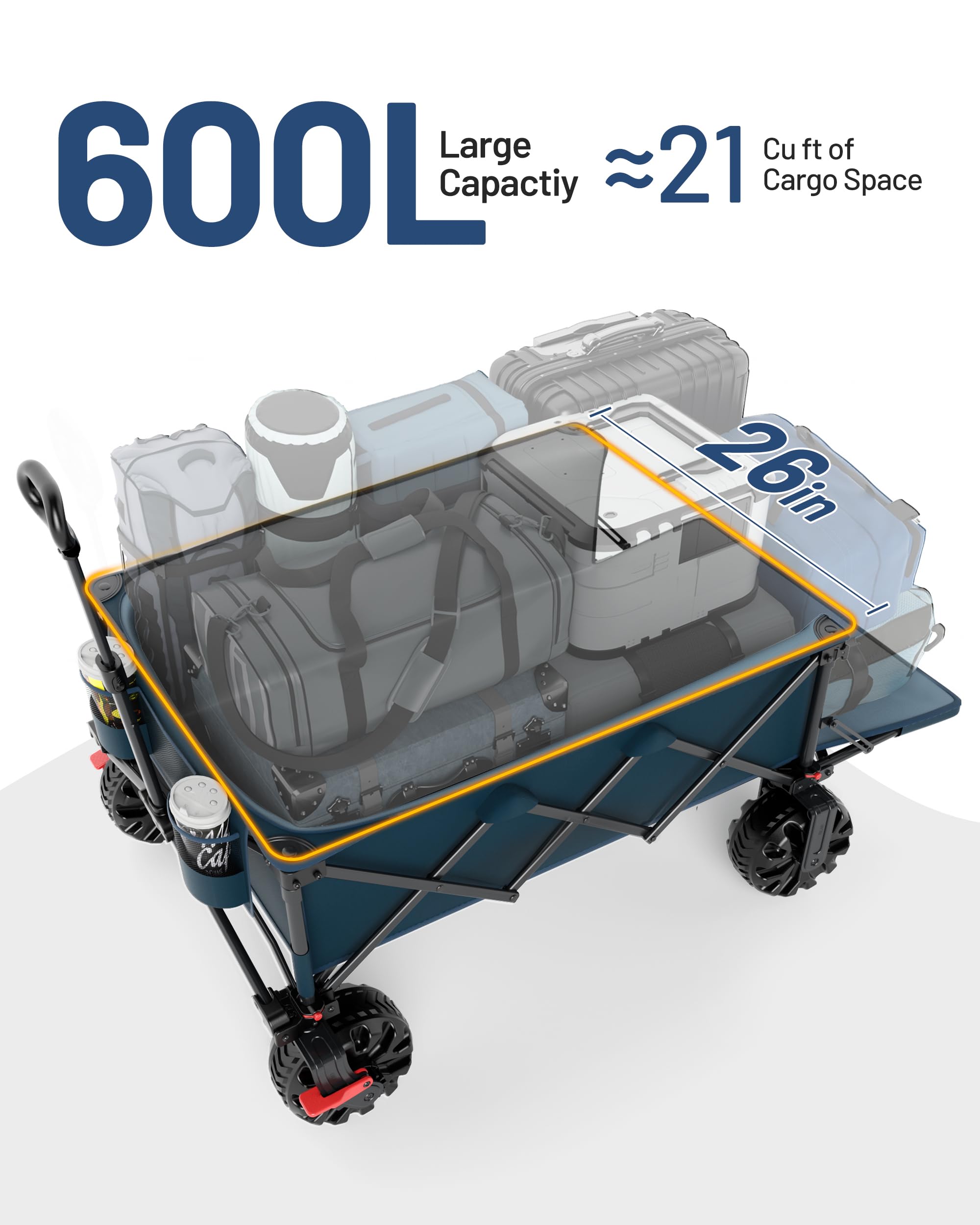 TIMBER RIDGE folded wagon compact in trunk demonstrating easy storage and portability