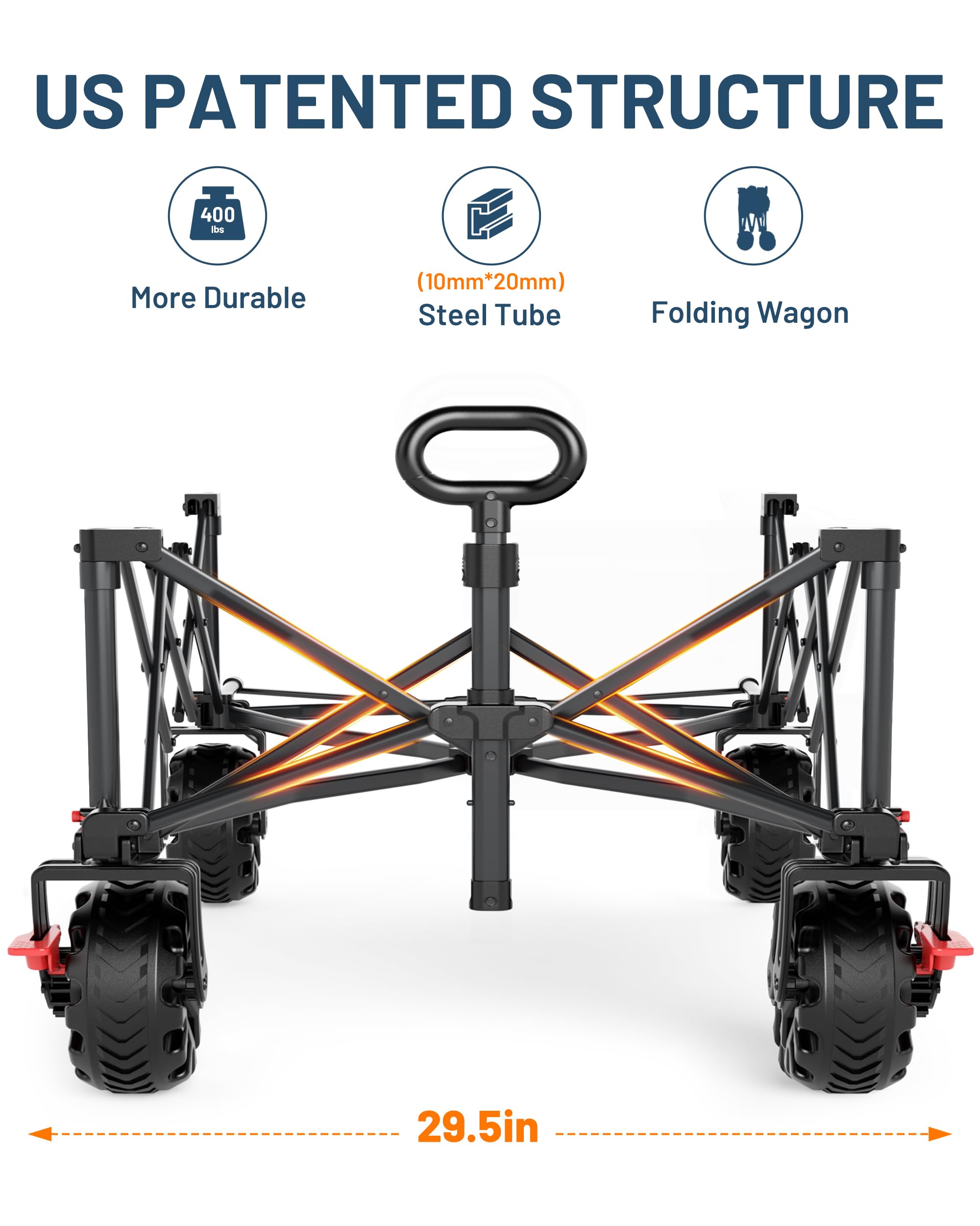 TIMBER RIDGE wagon loaded with camping gear and cargo net securing items for transport