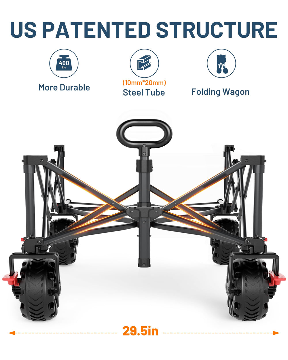 TIMBER RIDGE wagon loaded with camping gear and cargo net securing items for transport