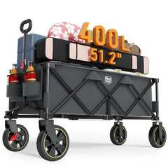TIMBER RIDGE front view of extended wagon showing long cargo area and easy loading