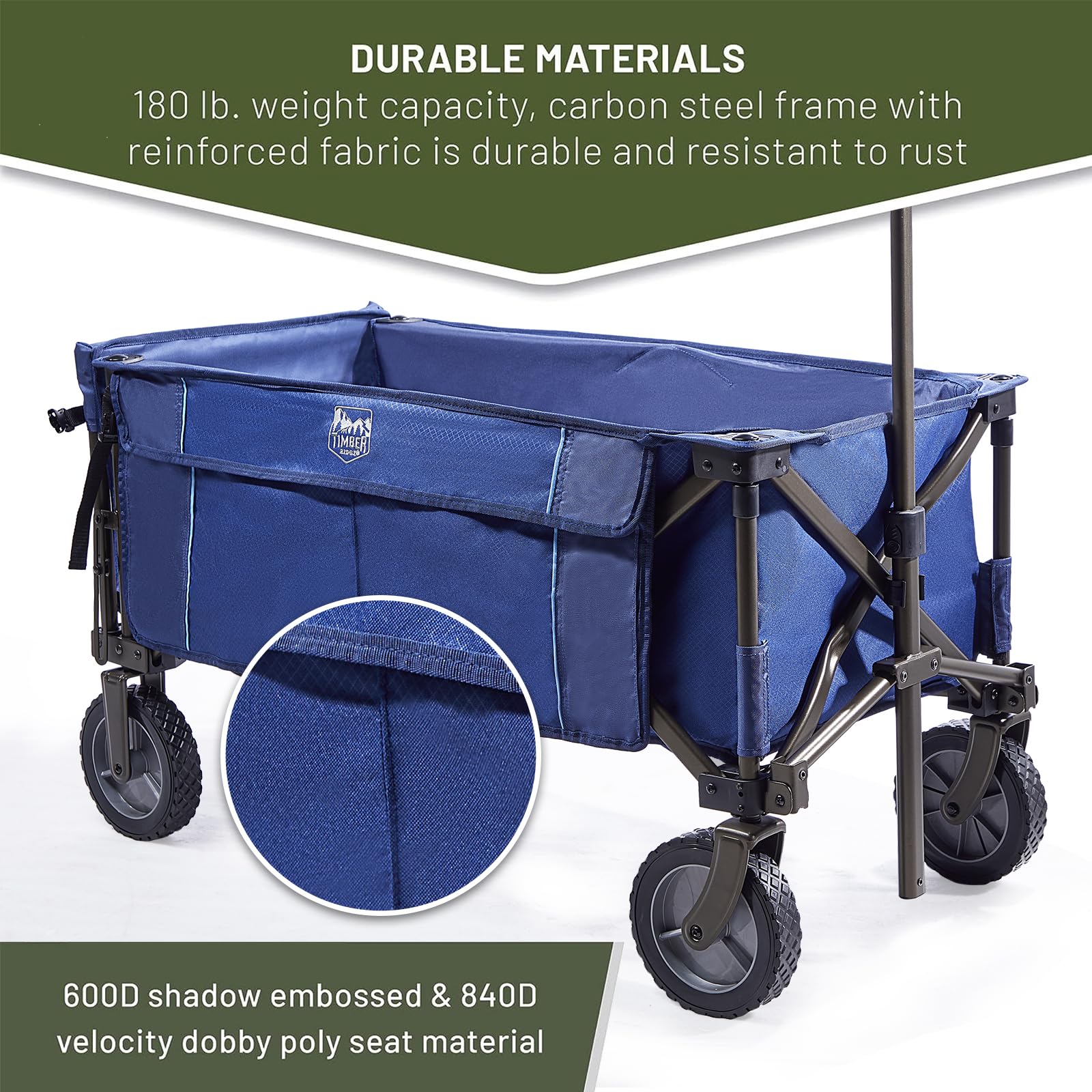 TIMBER RIDGE folded compact wagon in car trunk showing easy storage