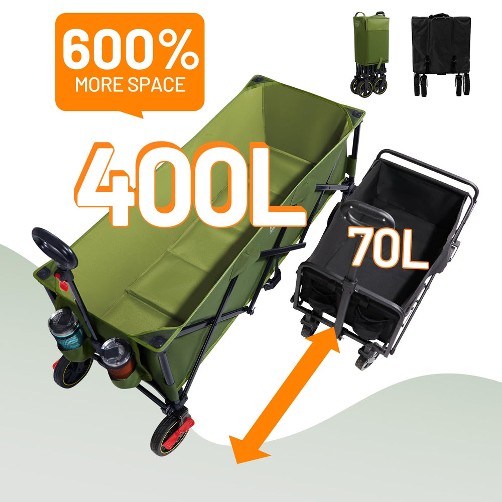 TIMBER RIDGE folded compact wagon showing easy storage benefit