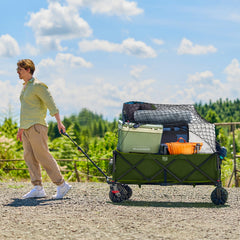 TIMBER RIDGE folded compact storage highlighting portability and easy trunk fit benefit